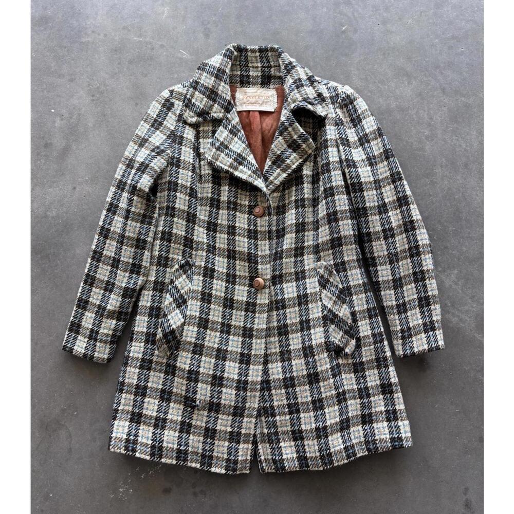 Vintage Pendleton Wool Twill Silk Lined Overcoat Blazer Jacket Large 60s 70s